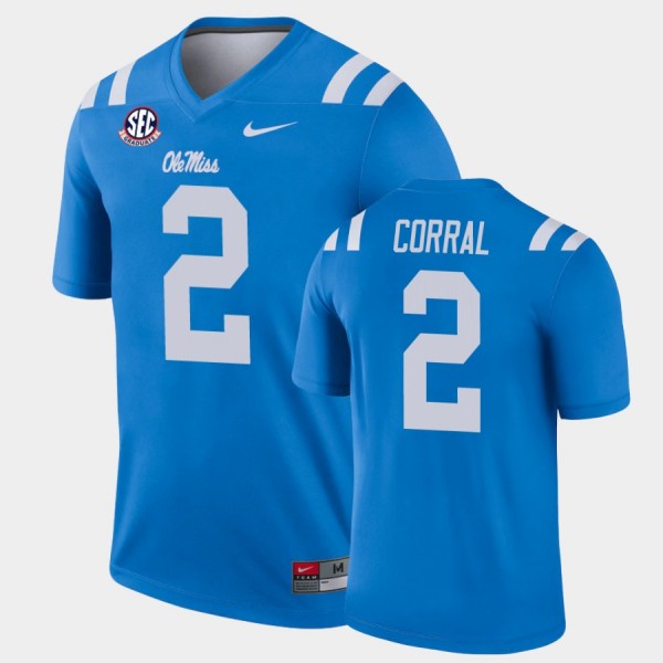 Men's Ole Miss Rebels #2 Matt Corral Blue Alternate Legend College Football  Jersey 518551-687